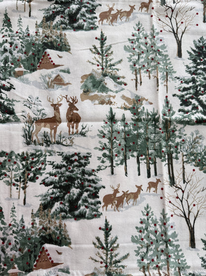Christmas Bedsheet - Reindeers in Snowy Forest (Super King)