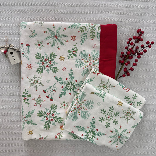 Christmas Bedsheet - Snowflakes & Berries ( Queen)