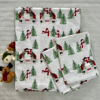 Christmas Bedsheet -  Snowman & Trees (Single)