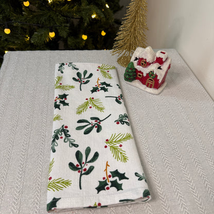 Christmas Kitchen Towels- Hollies & Trees