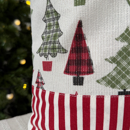 Christmas Cushion Cover-  Conifers & Candy Stripes