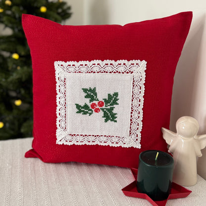 Christmas Cushion Cover - Holly Bunch