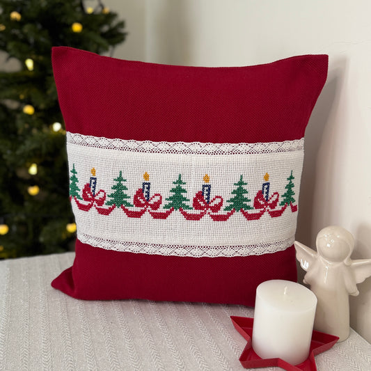 Christmas Cushion Cover- Candle and Trees