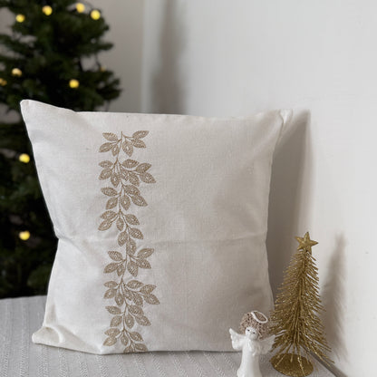 Cushion Cover - Leaves on Ivory