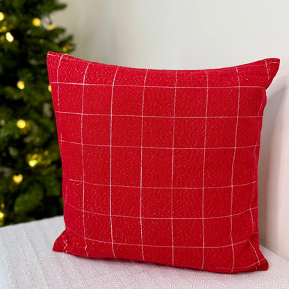 Christmas Cushion Cover - Red & Silver