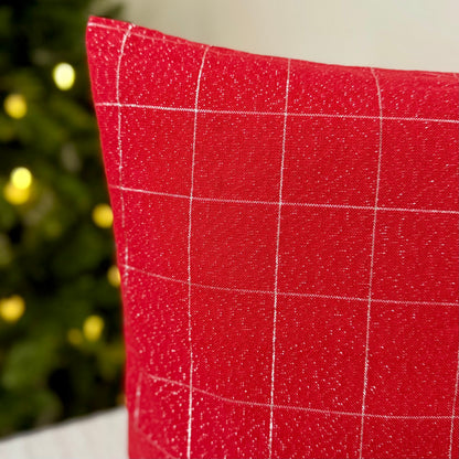 Christmas Cushion Cover - Red & Silver