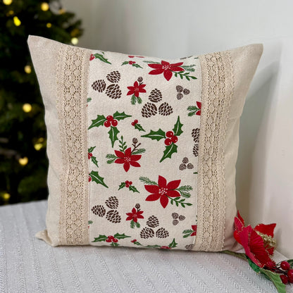 Christmas Cushion Cover - Poinsettia Middle Patch