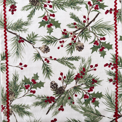 Christmas Table Runner -  Berries on Pine