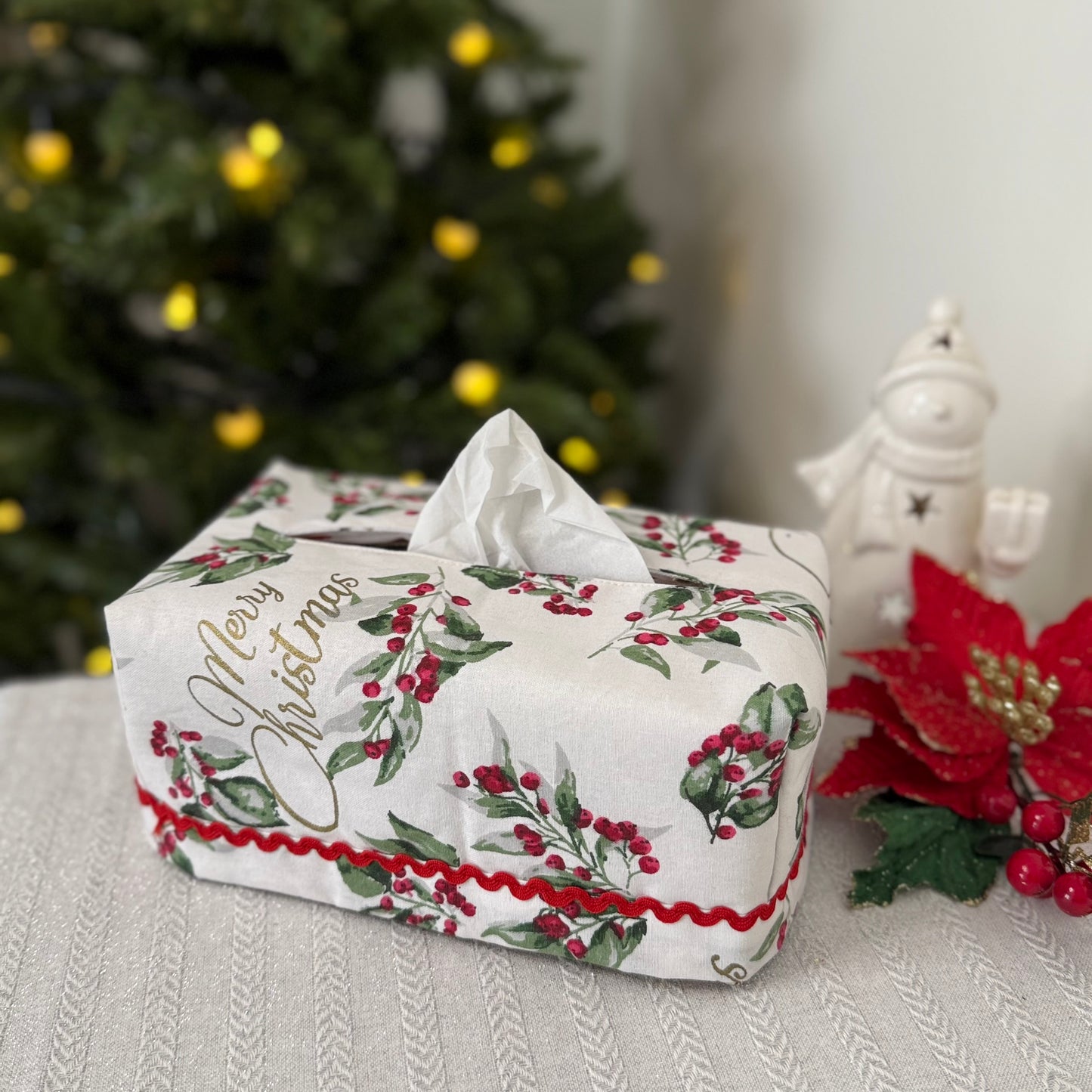 Tissue Box Cover -  Merry Christmas