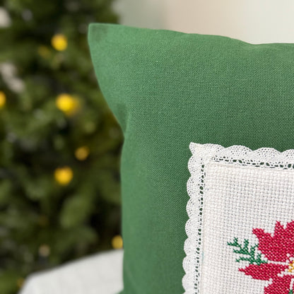 Christmas Cushion Cover -  Poinsettia