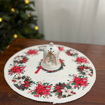 Christmas Placemat -  Cardinal & Poinsettias