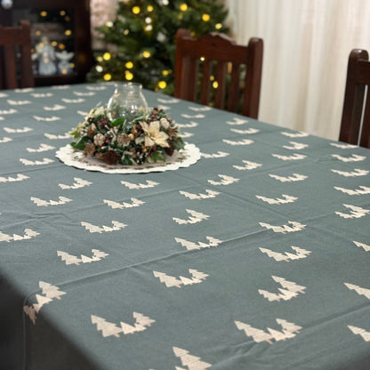Christmas Tablecloth -  Trees on green