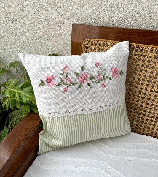 Cushion Cover - Rose Bunch ( Hand embroidered )