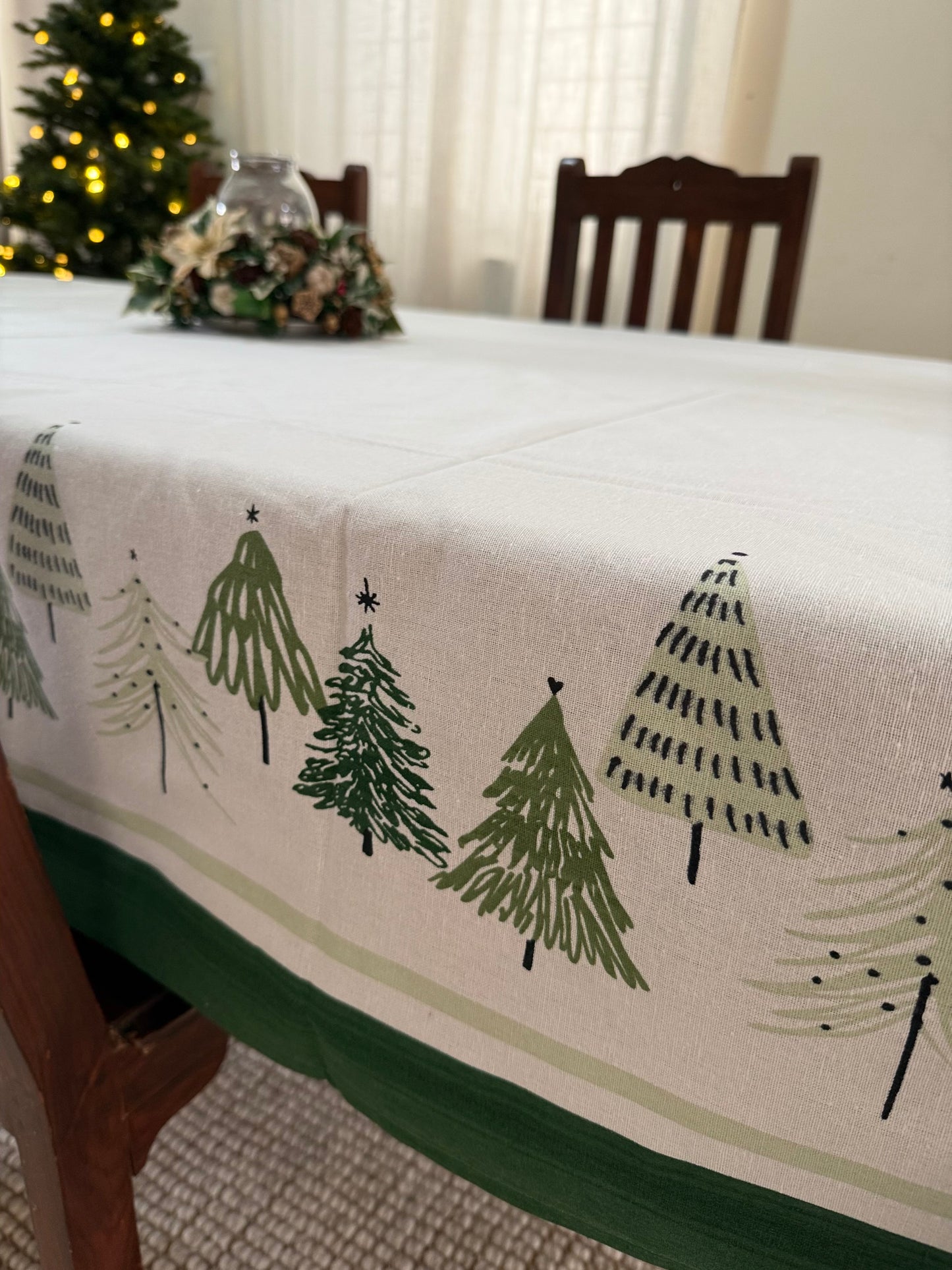 Christmas Tablecloth - Trees in a Row
