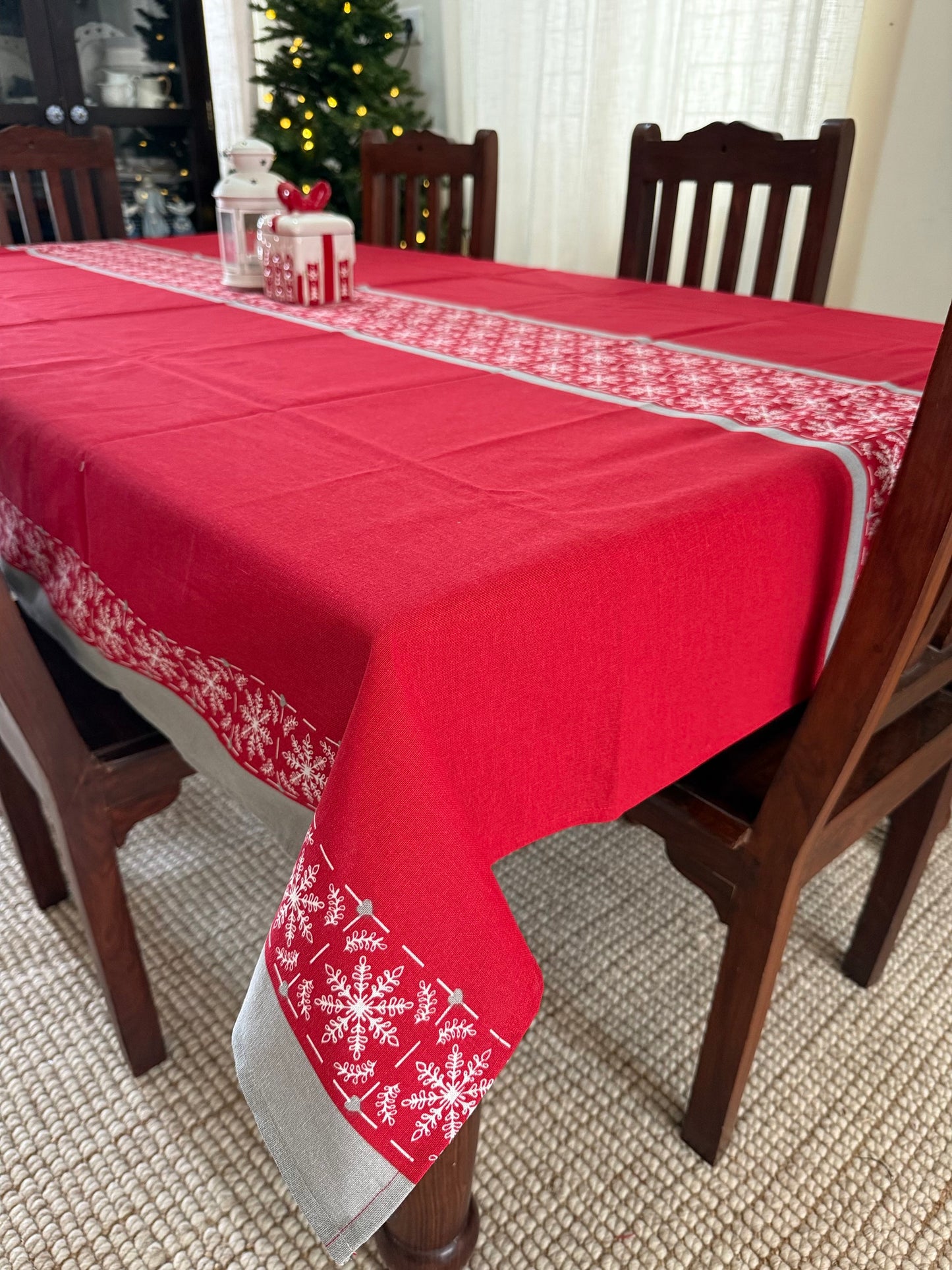 Christmas Tablecloth -  Snowflakes in grey