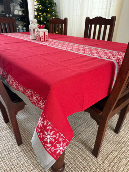 Christmas Tablecloth -  Snowflakes in grey