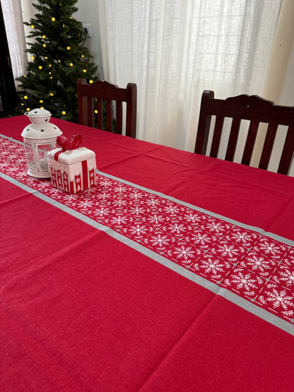 Christmas Tablecloth -  Snowflakes in grey
