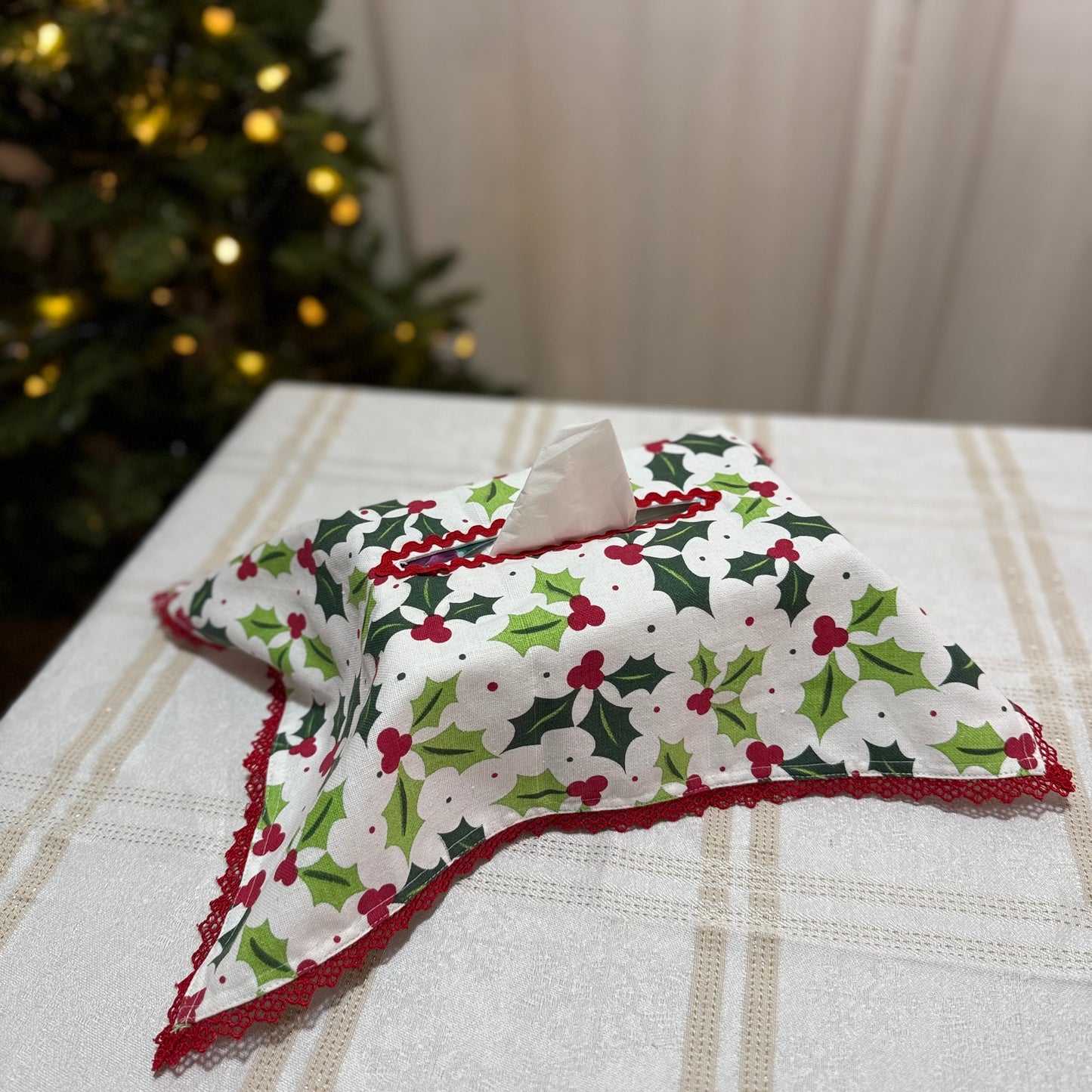 Tissue Box Cover -  Holly Jolly