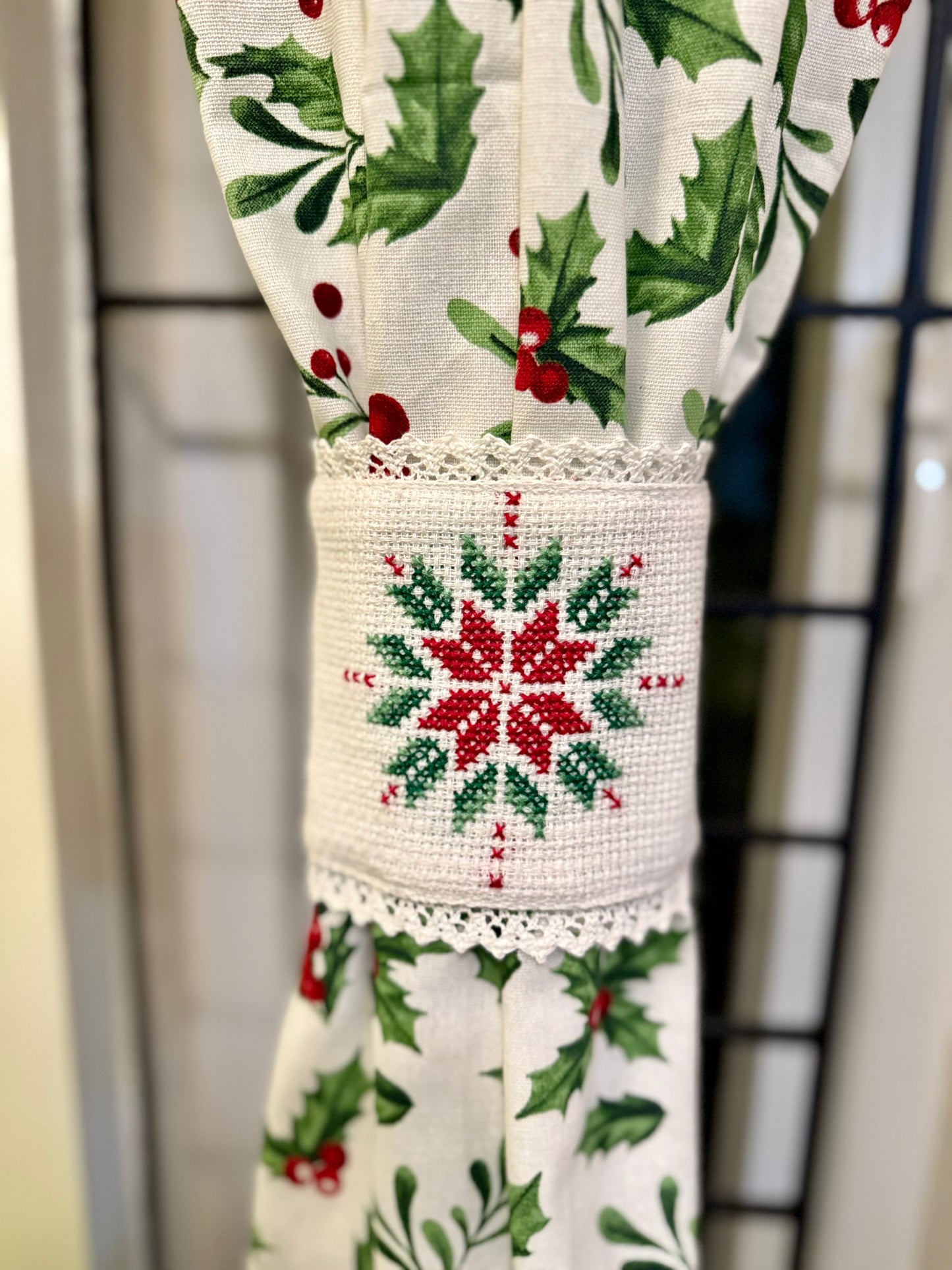 Curtain Tieback -  Handmade Snowflakes