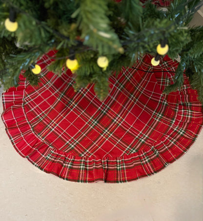 Christmas Tree Skirt- Checked and Ruffled