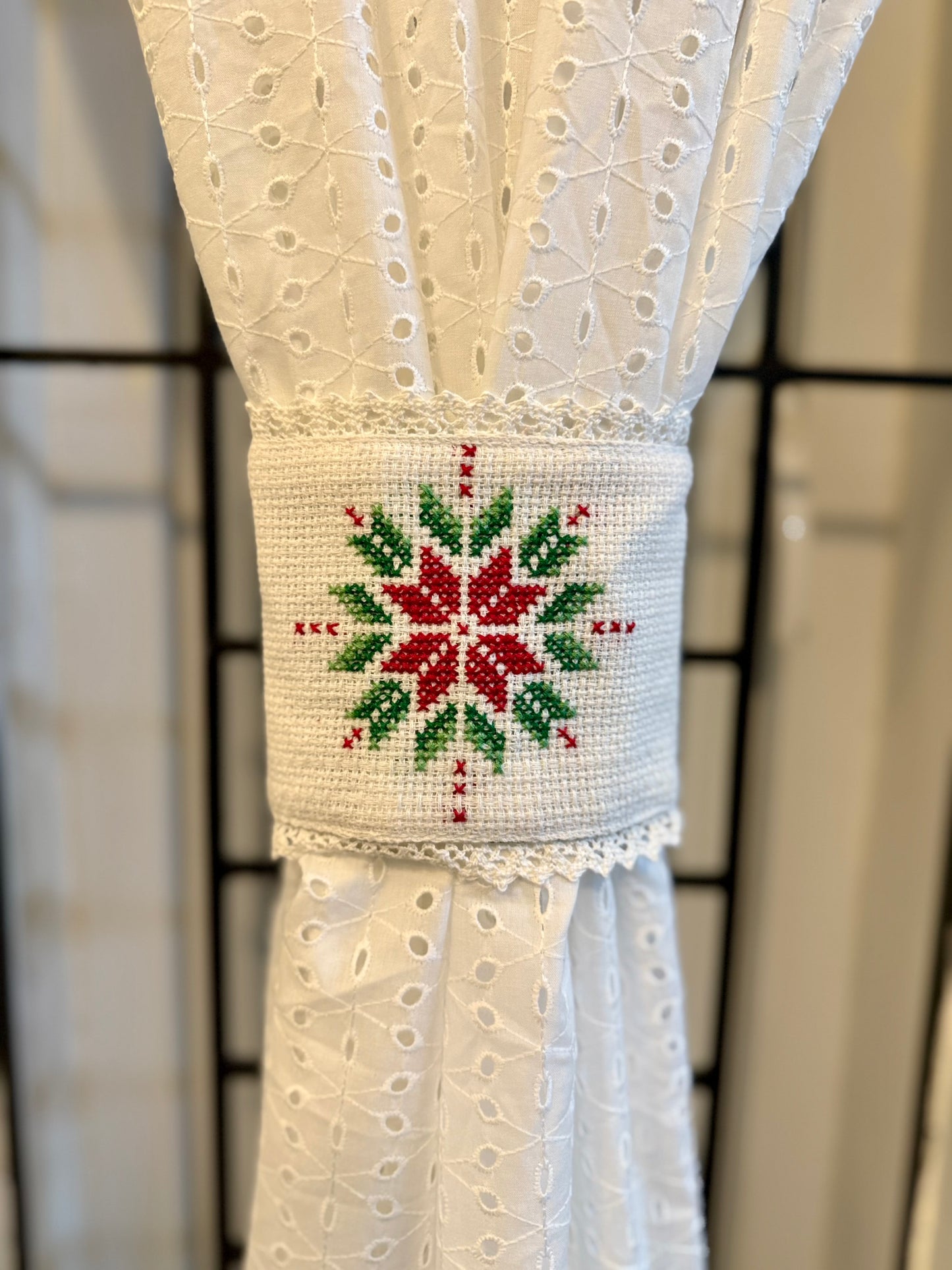 Curtain Tieback -  Handmade Snowflakes