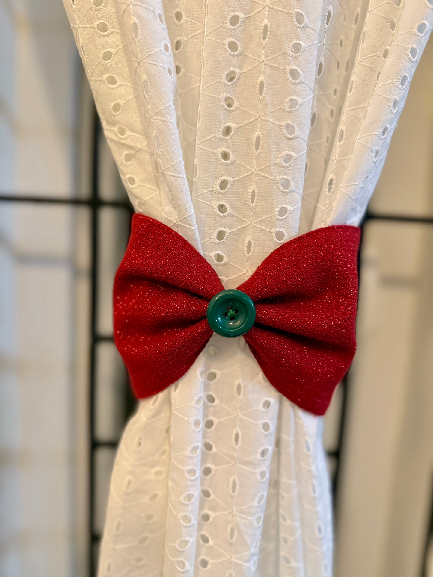 Curtain Tieback -  Red Bow