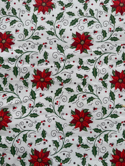 Christmas Bedsheet/ Bedspread - Poinsettias with Gingham (All Sizes)