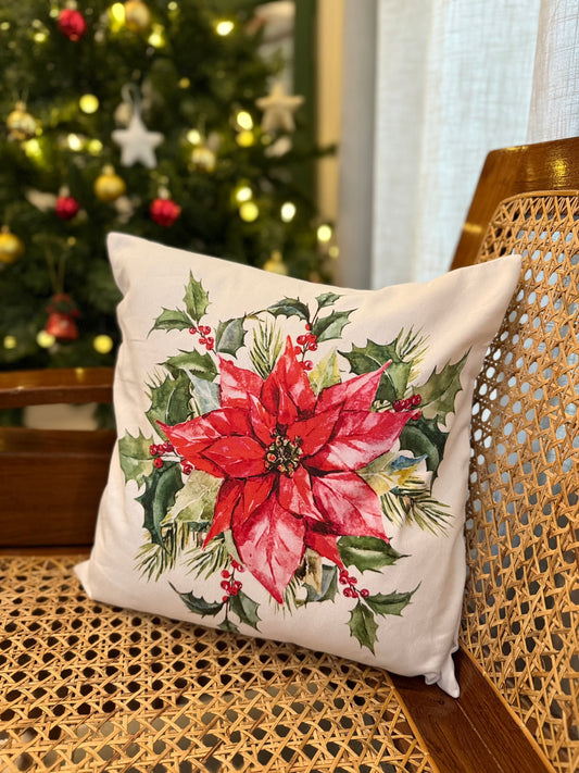 Christmas Cushion Cover- Pretty Poinsettia