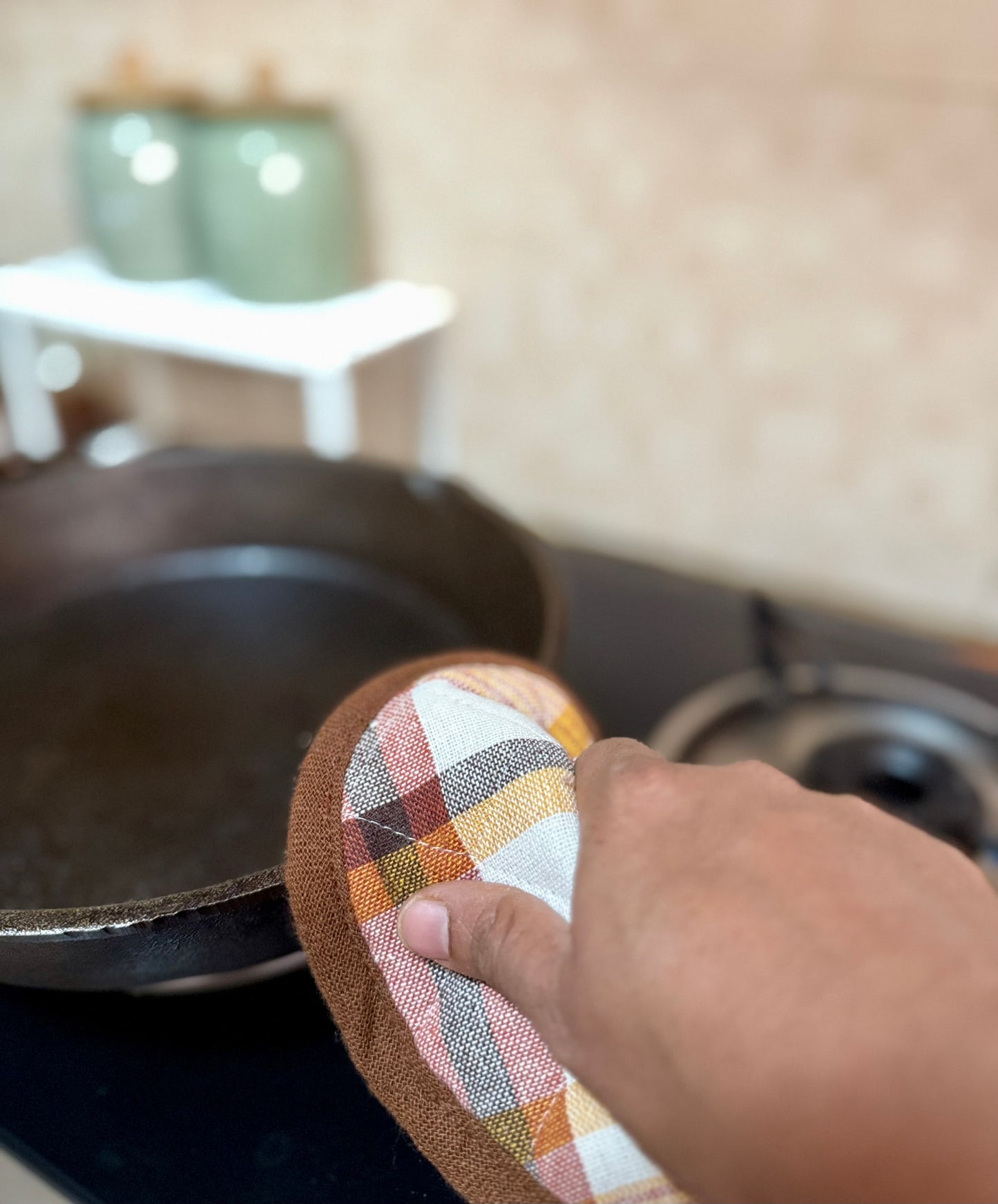 Potholders- Brown Check ( Set of2)