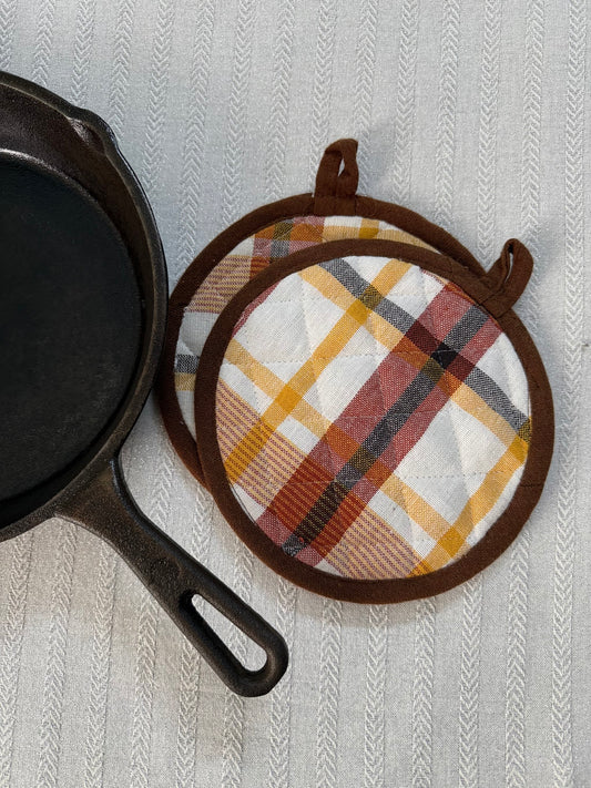 Potholders- Brown Check ( Set of2)