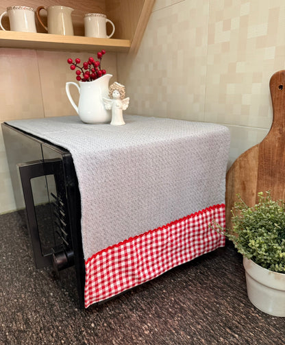 Microwave Cover - Grey & Gingham