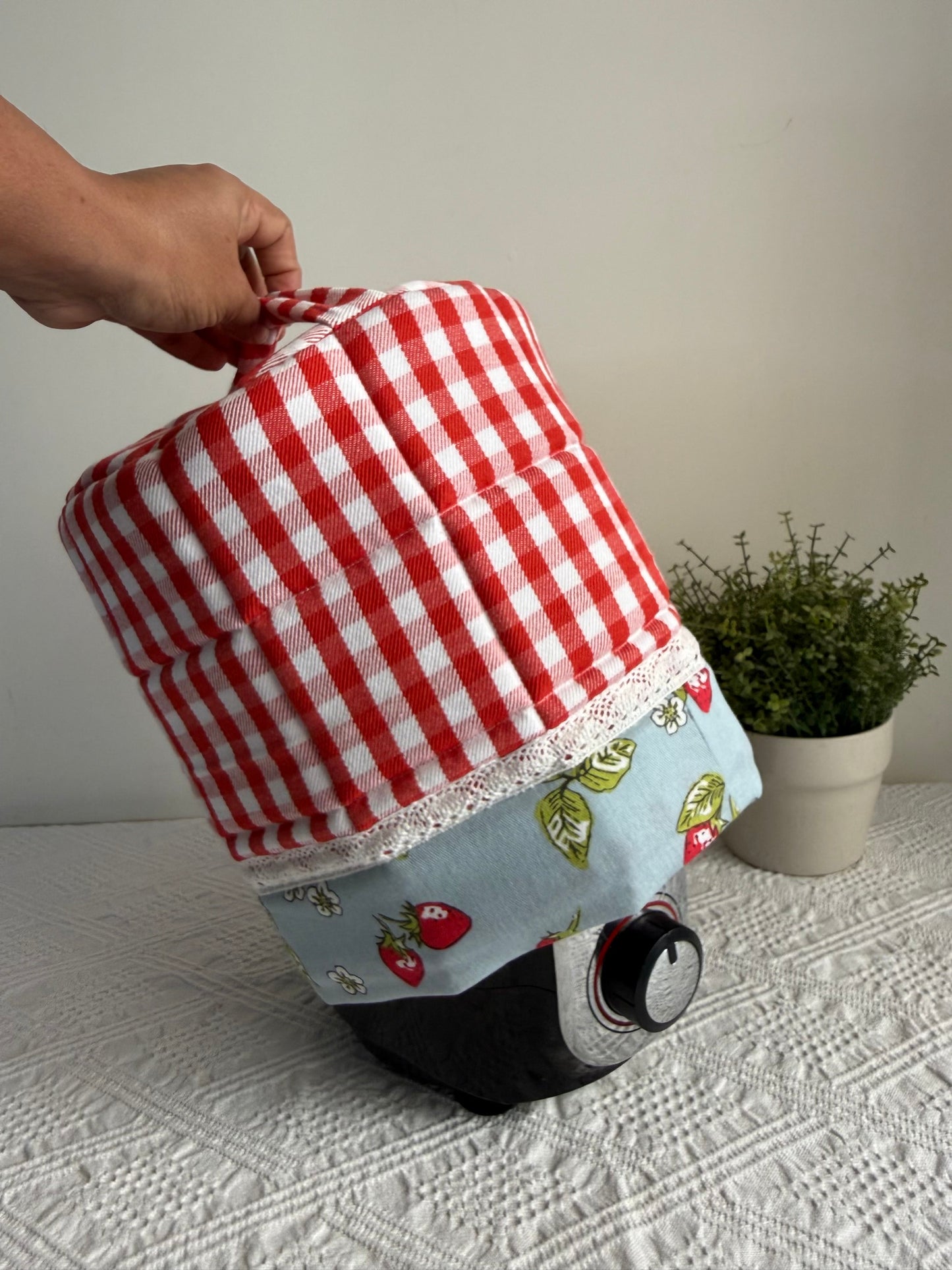 Mixer Grinder Cover- Strawberries and  Gingham