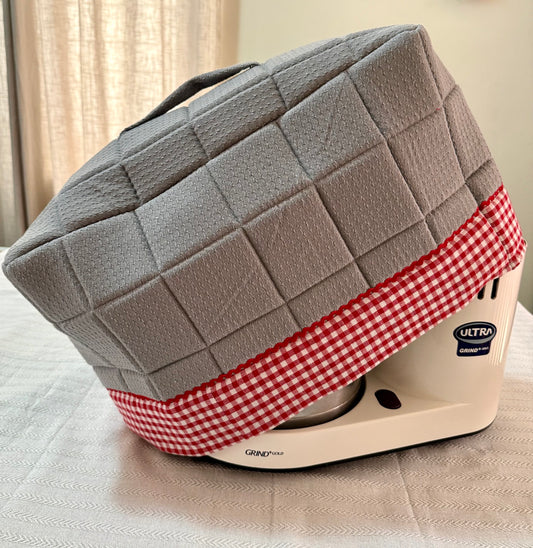 Wet Grinder Cover- Grey and Gingham