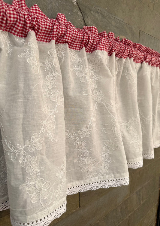 Kitchen Valance - Emma ( Red and White )