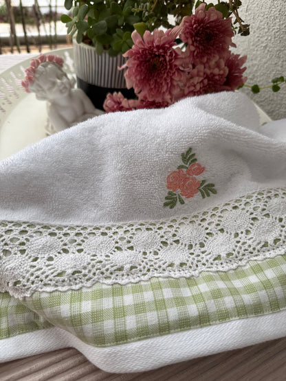 Hand Towel - Peach Blossoms on a white