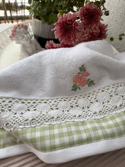 Hand Towel - Peach Blossoms on a white