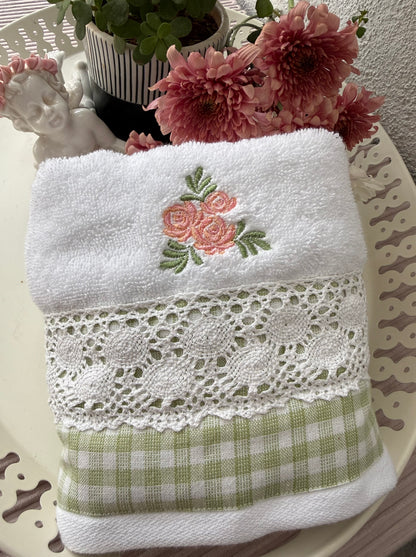 Hand Towel - Peach Blossoms on a white