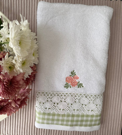Hand Towel - Peach Blossoms on a white