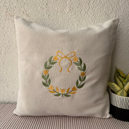 Cushion Cover - Yellow Tulips and Bow