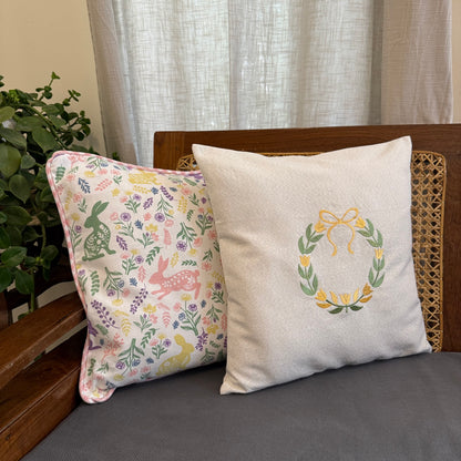 Cushion Cover - Yellow Tulips and Bow