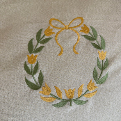 Cushion Cover - Yellow Tulips and Bow