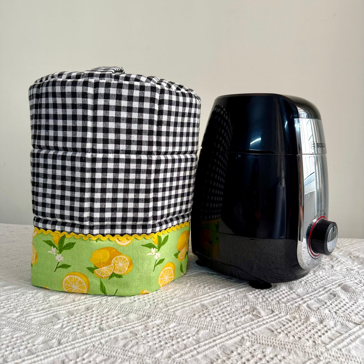 Mixer Grinder Cover (Round) -  Citrus in Gingham