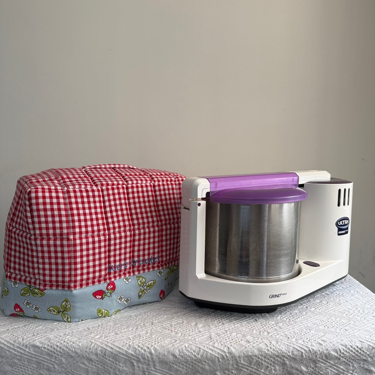 Wet Grinder Cover - Strawberries and Gingham