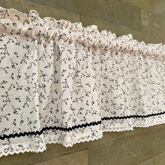 Kitchen Valance- Tiny Blue Flowers