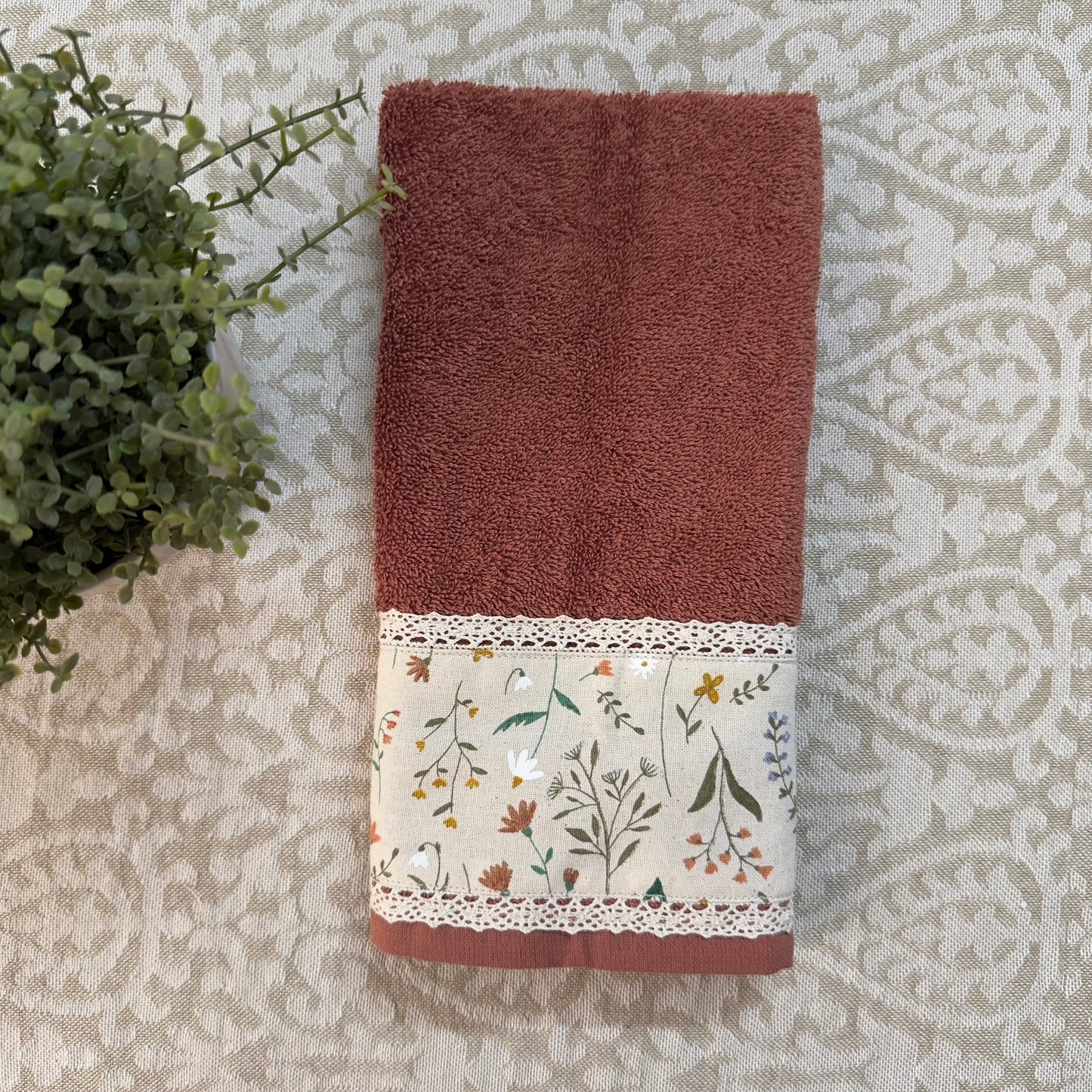 Hand Towel -  Rust & Floral