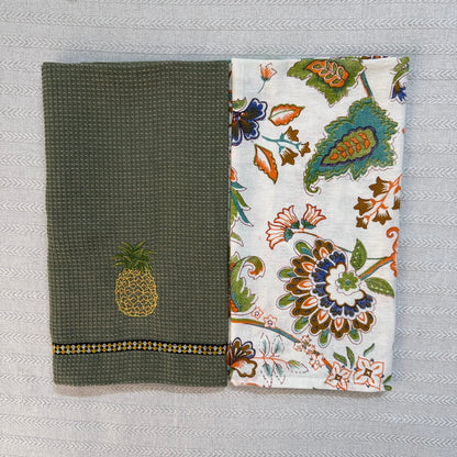 Kitchen Towel - Pineapples & Florals (Set of 2)
