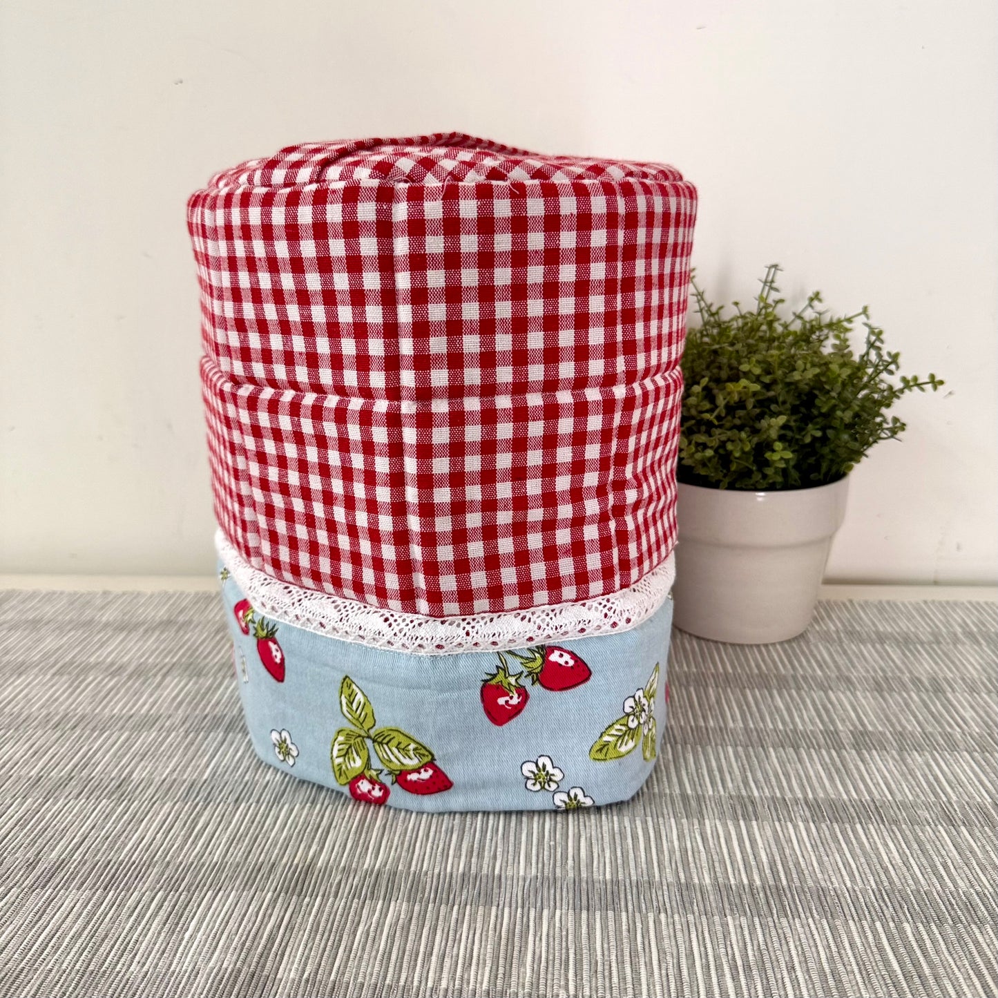 Mixer Grinder Cover- Strawberries and  Gingham