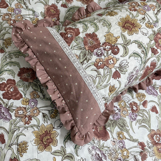 Bedsheet-  Peach Mauve  & Polka