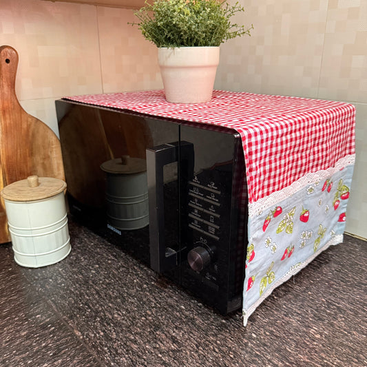 Microwave Cover- Strawberries and Gingham