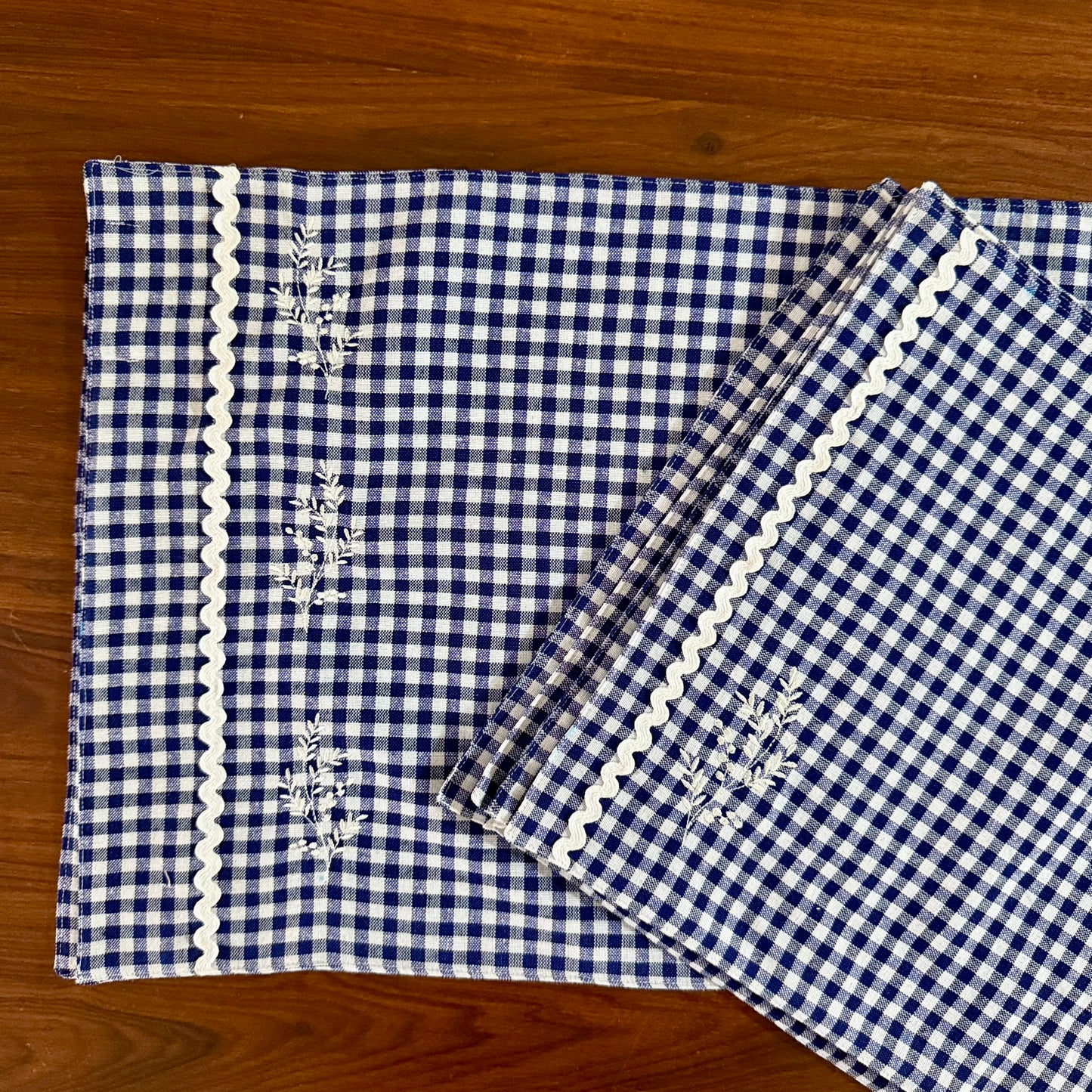 Placemats- Blue Gingham and Embroidery